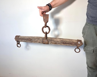Antique Horse Harness Part, Vintage Wooden Draft Animal Fitting, Rustic Farm Decor