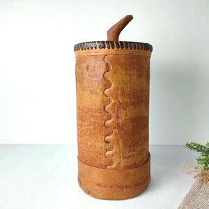 Contenitore di stoccaggio vintage in corteccia di betulla di grandi dimensioni – Contenitore rustico fatto a mano per cereali, farina o semi