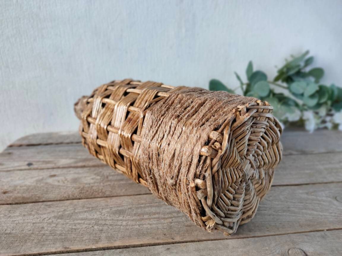 Vintage Wine Bottle in Basket. hand knotted in wicker with Etsy