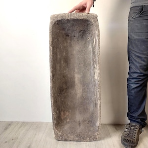 Vintage hand carved wooden trough Old Primitive farmhouse bread bowl rustic and charming centerpiece