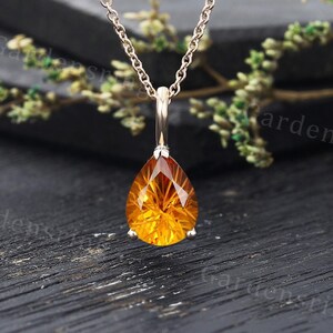 14k Yellow Gold Necklace With Natural Twisted Briolette Citrine Pendant – 11.75 Carat, 18 Inch Rope Chain
