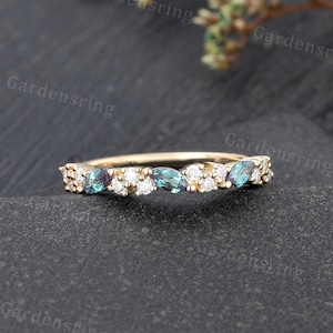 Half Eternity Marquise geslepen alexandriet trouwring sierlijke 14k gouden cluster Moissanite diamanten ring vrouwen belofte huwelijk verjaardag ring