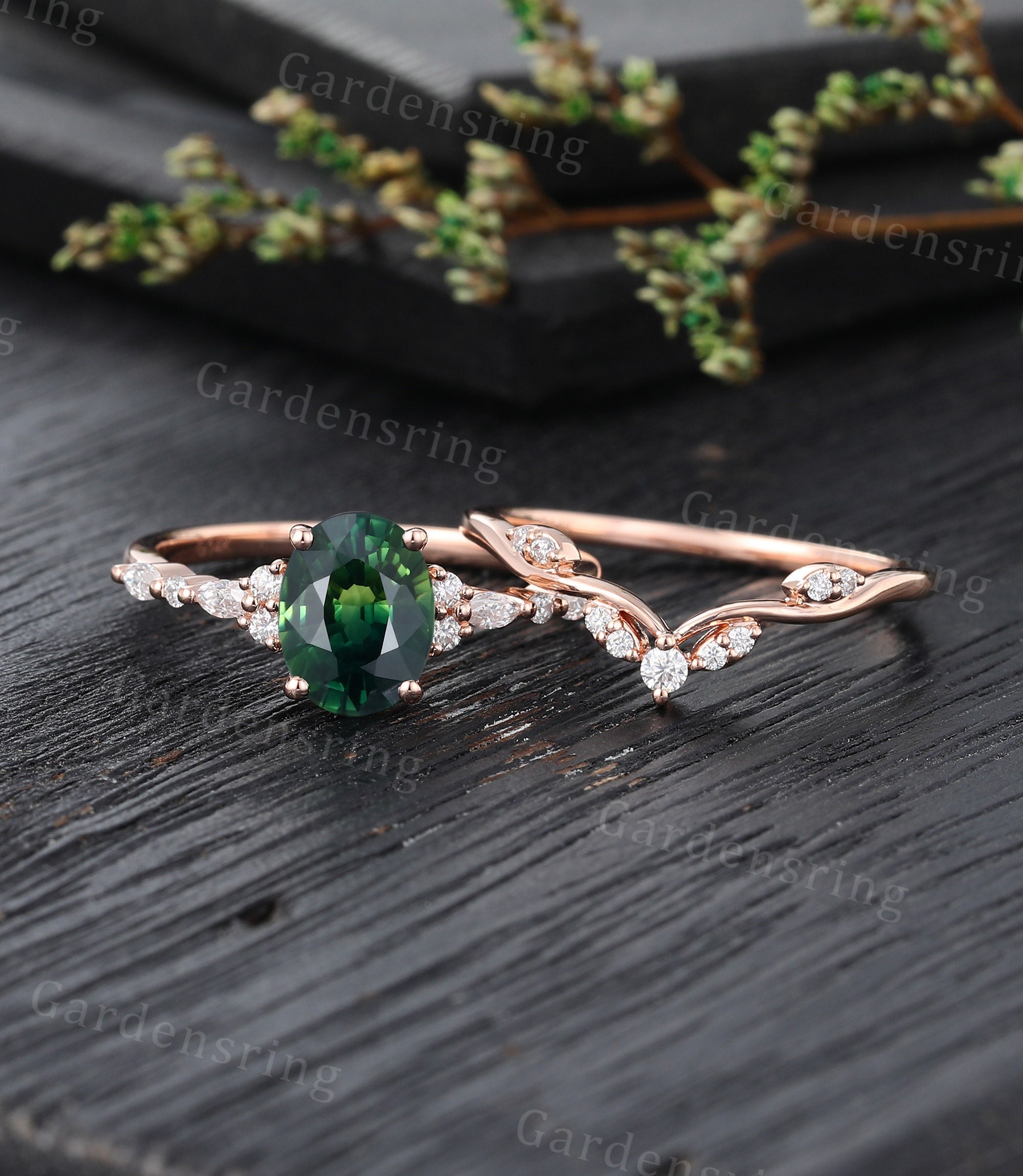 Green stone gold ring cheap design for female