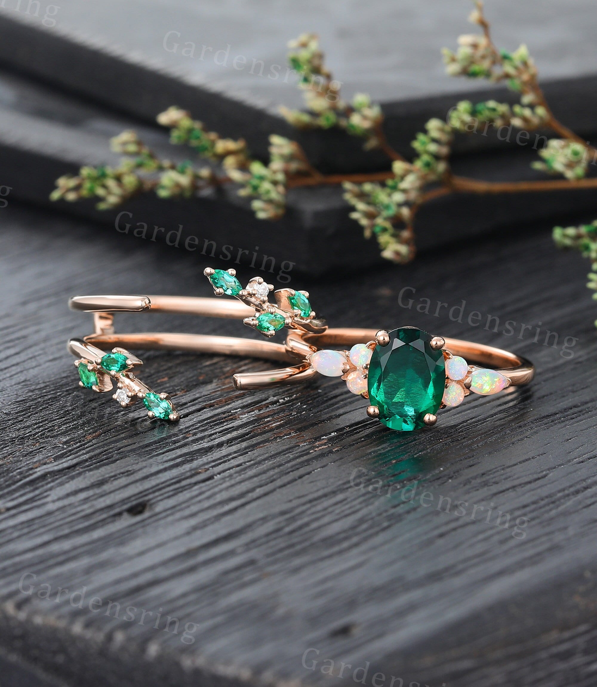 Round Green Emerald Enhancer Ring, 14K Gold Finish Emerald Ring Guard, Ring Guards & Spacers for Women, Wrap Ring, Engagement Ring Guard