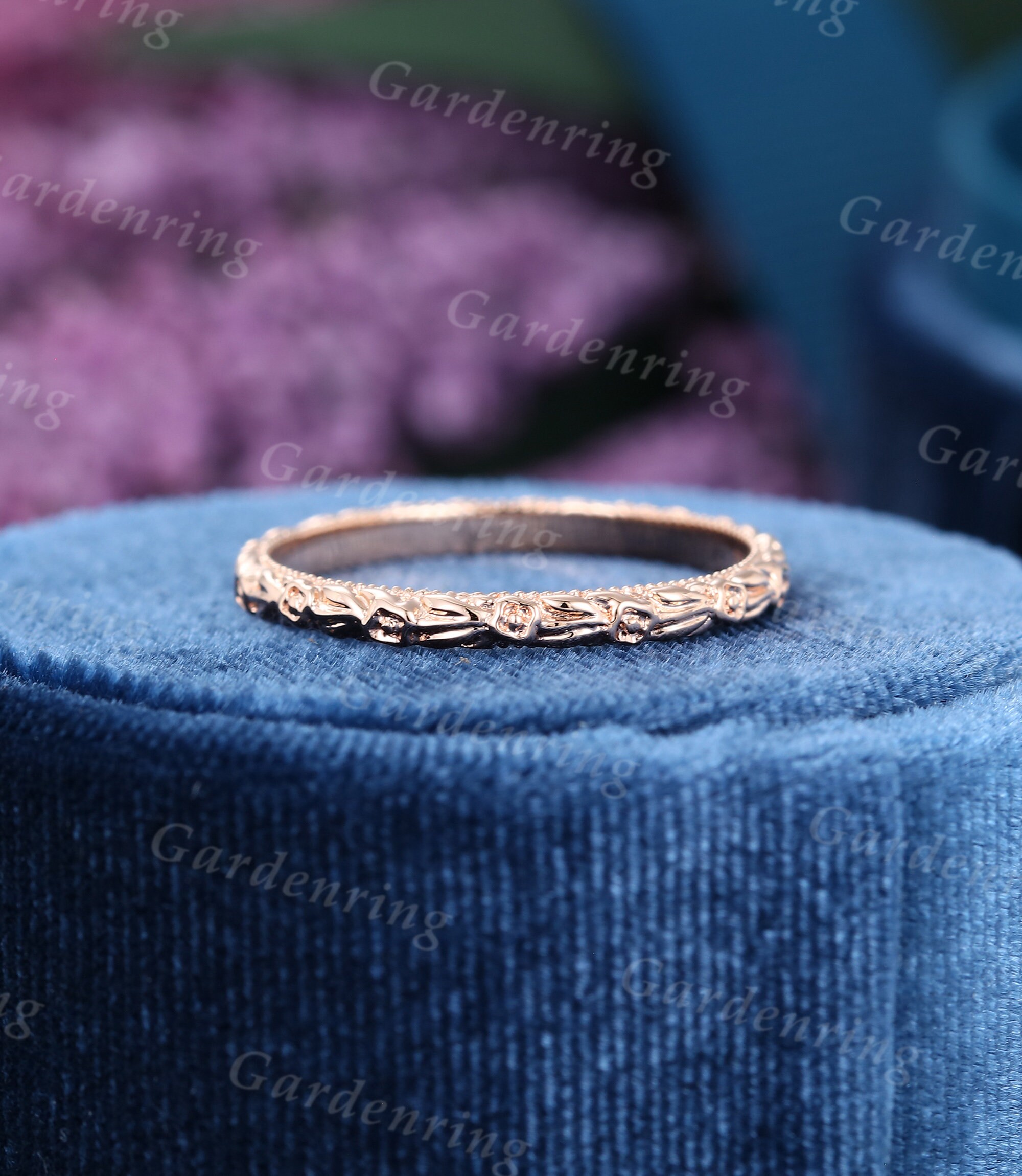 Solid Rose Gold Wedding Band Women Unique Ring Simple Wedding Etsy