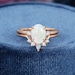 Opal engagement ring set rose gold Vintage engagement ring women oval cut Unique Curved diamond wedding ring Bridal promise Anniversary gift
