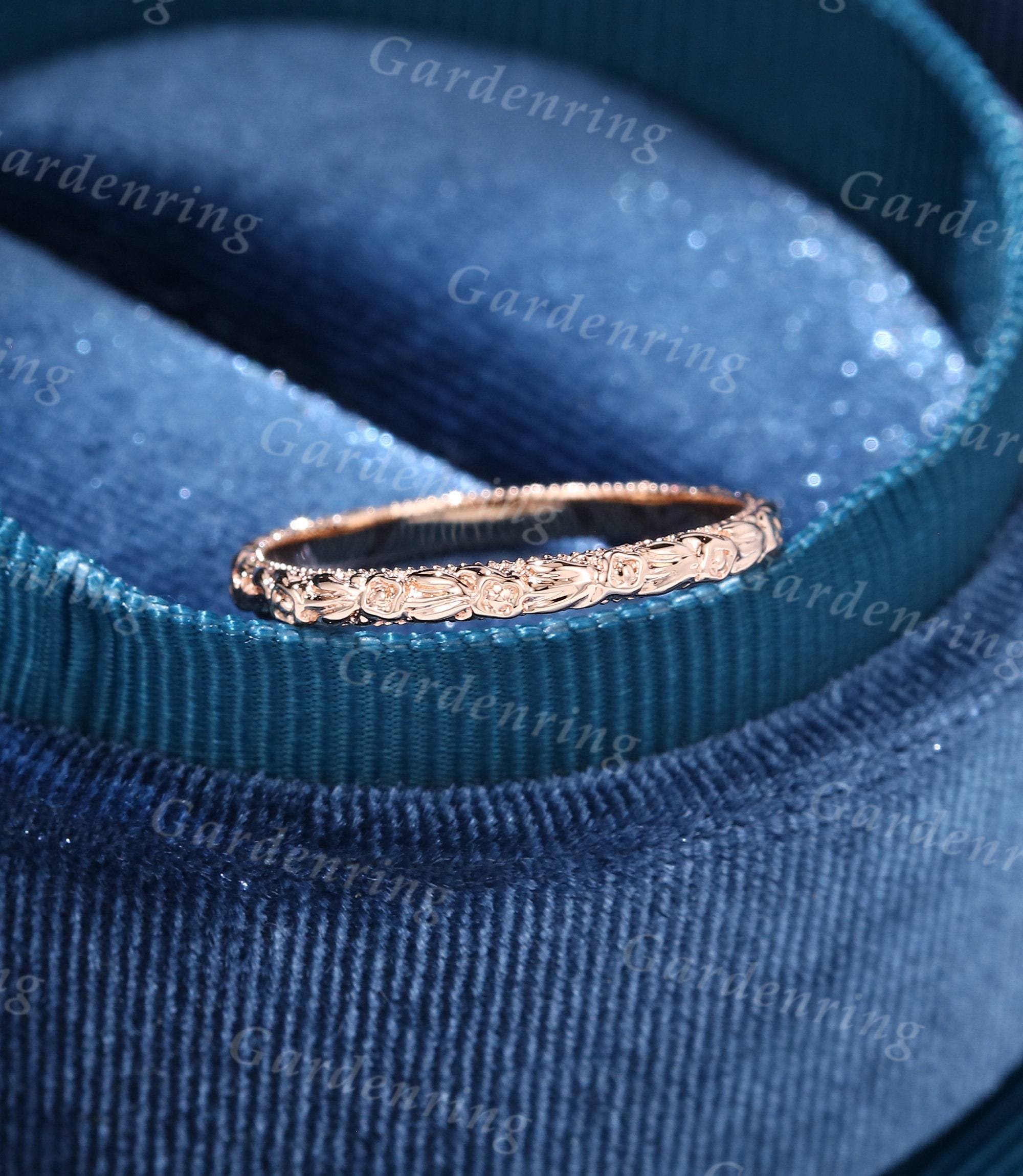 Solid Rose Gold Wedding Band Women Unique Ring Simple Wedding Etsy