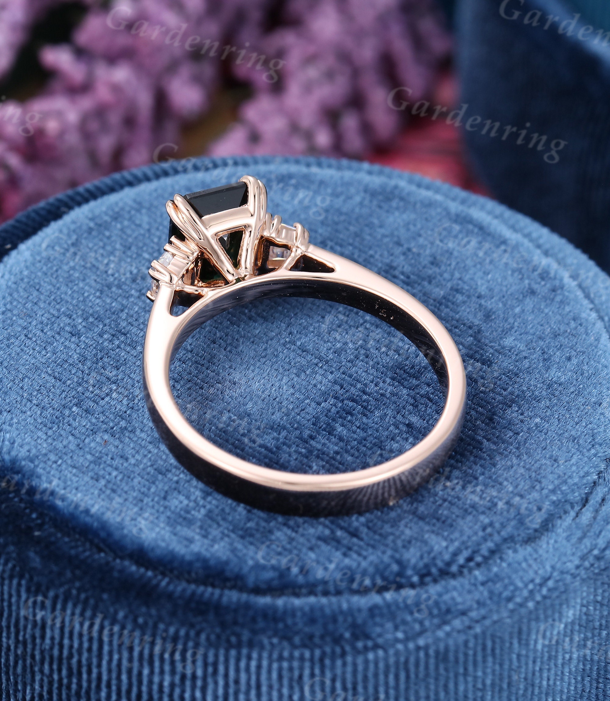 Blue Green Sapphire Engagement Ring Unique Engagement Ring Etsy