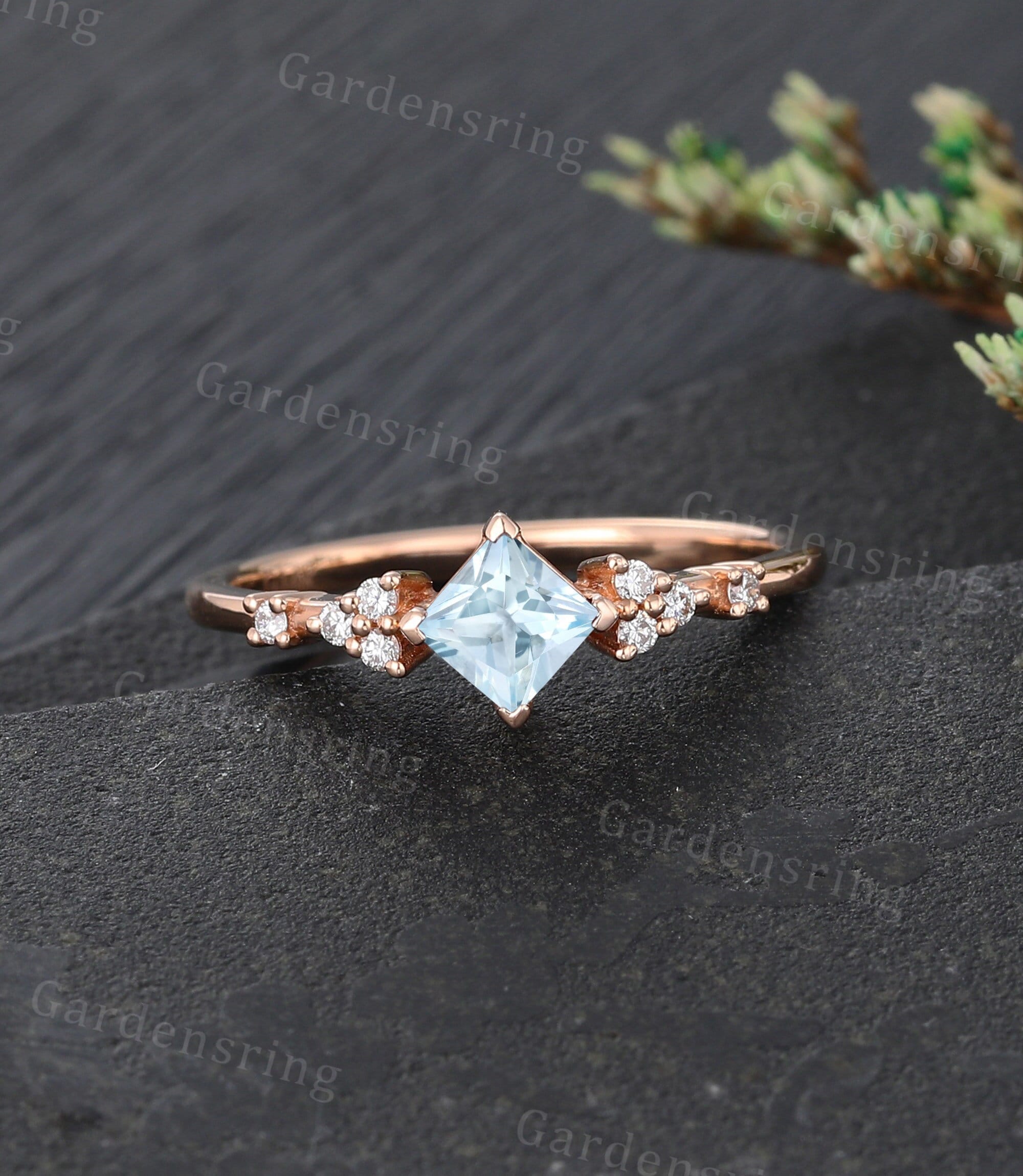 Buy Princess Cut Aquamarine Ring Online In India India