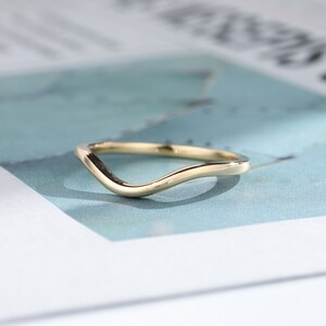 Curved Wedding Band Vintage Solid 14k Yellow Gold Antique Wedding Band ...