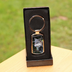 Wolf photo keyring with free black gift box