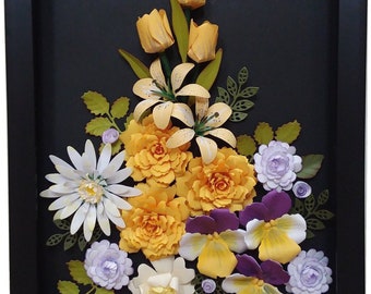 3D Paper Flower Shadow Box: Handmade Floral Wall Art