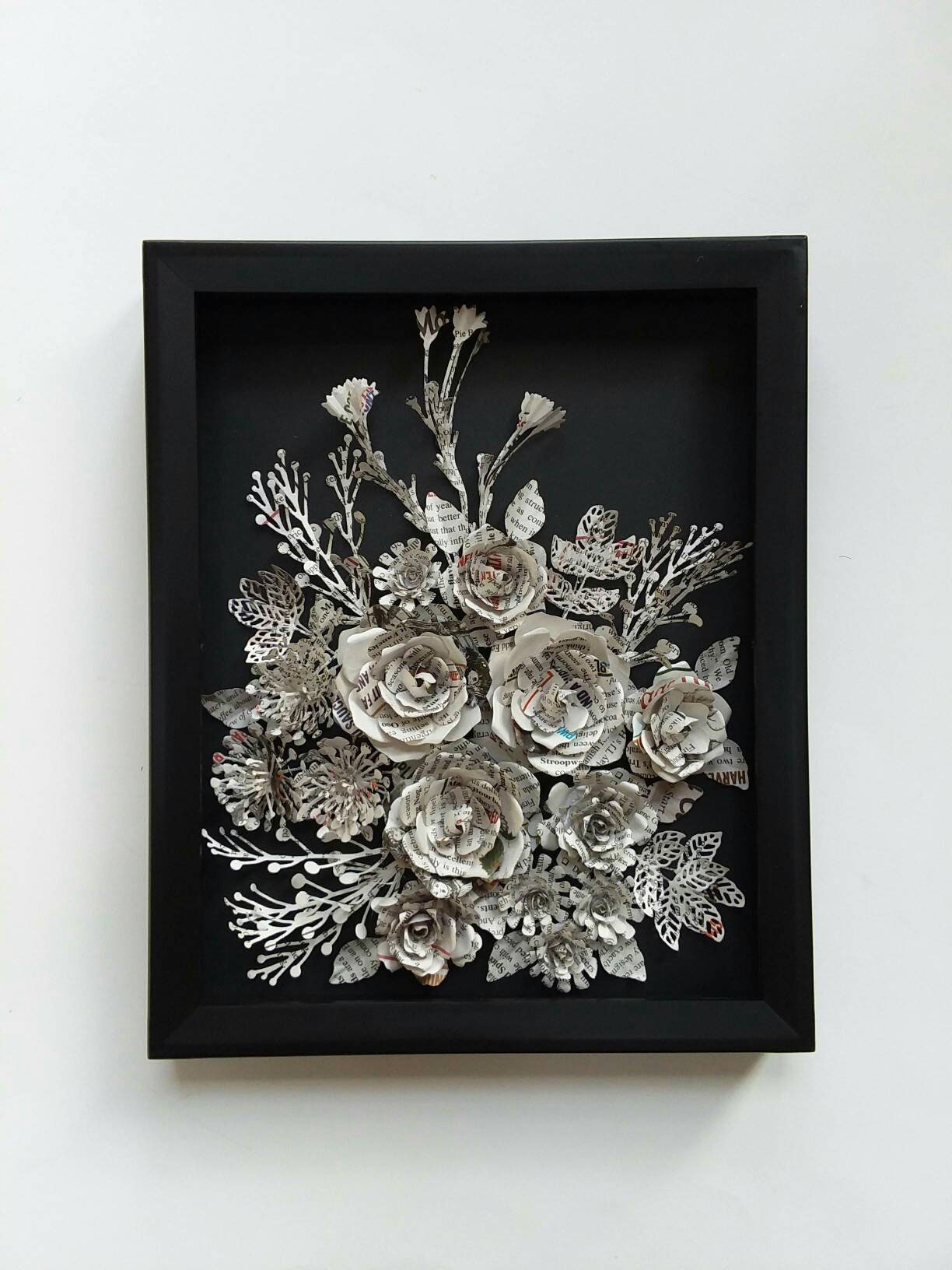 3 D Flower Wall Art Handcrafted Vintage Prints Rose Foliag 50