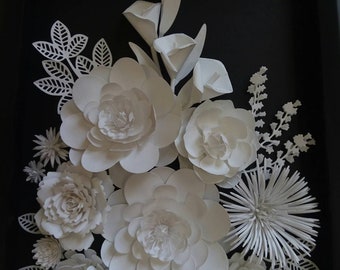 White Camelies Lilies Rose Chrysanthemum Flower Wall Art Handcraft