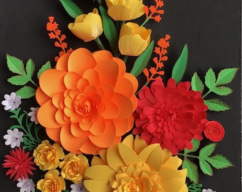 3D Paper Flower Wall Art, Multicolor Floral Shadow Box Frame