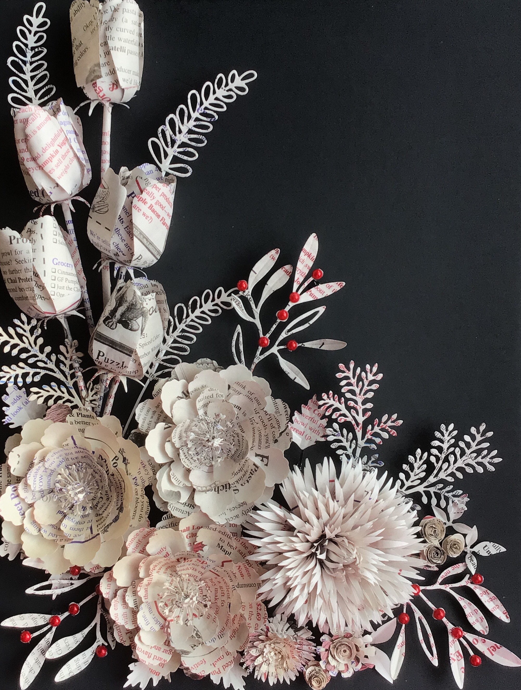 Flower Wall Art Handcrafted Vintage Roses Mum Paper Floral