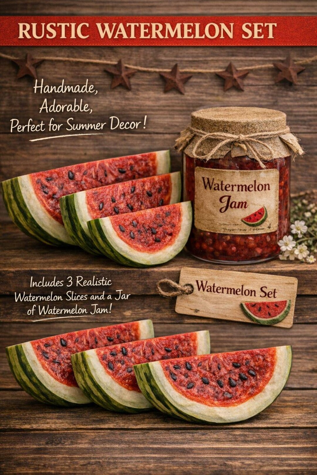 Primitive Watermelon Set | Hand-painted Farmhouse Tiered Tray Decor - Etsy