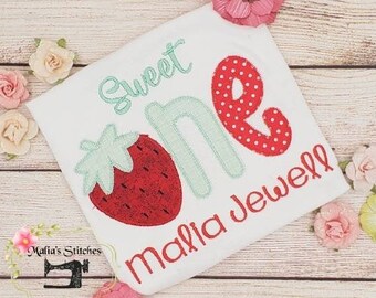 Sweet One Birthday Shirt, Strawberry Birthday Shirt, Girls 1st Birthday Shirt, Girls Strawberry Birthday Outfit, Summer Birthday Shirt