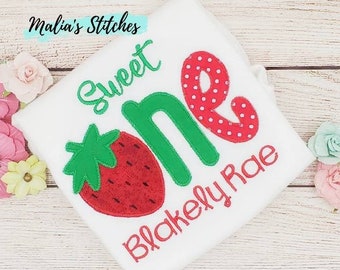 Sweet One Birthday Shirt, Strawberry Birthday Shirt, Girls 1st Birthday Shirt, Girls Strawberry Birthday Outfit, Summer Birthday Shirt