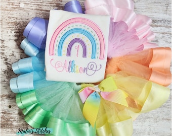 Pastel Rainbow Birthday Outfit, Girls 1st Birthday Outfit, Boho Rainbow Birthday Shirt With Matching Tutu, Rainbow Tutu Outfit, Pastel Tutu