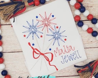 Girls Forth of July Shirt, Personalized Forth Of July Shirt, Girls Independence Day Shirt, 4th Of July Sparkler Shirt, Fireworks Shirt