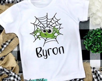 Halloween Spider Shirt, Kids Personalized Halloween Shirt, Fall Shirt, Spider Tees, Halloween Shirt For Toddler, Pumpkin Patch Shirt