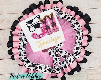 Cow Girl Birthday Outfit, Cow Girl Boots Birthday Outfit, Girls Birthday Shirt With Matching Tutu, Cow Print Tutu, Rodeo Birthday Outfit