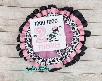 Moo Moo I'm Two Birthday Outfit, Cow Birthday Set, Girls Birthday Shirt With Matching Tutu, Cow Tutu Outfit, Girls 2nd Birthday Outfit