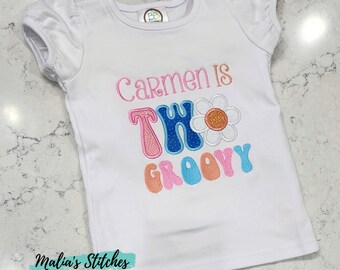 Two Groovy Birthday Shirt, Girls 2nd Birthday Shirt, Personalized Birthday Shirt, Retro Birthday Tees, Girls Boho Shirt, Toddler Shirt