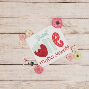 Sweet One Birthday Shirt, Strawberry Birthday Shirt, Girls 1st Birthday Shirt, Girls Strawberry Birthday Outfit, Summer Birthday Shirt image 3