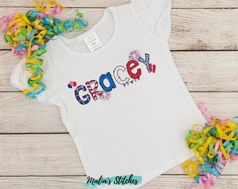 Kids Independence Day Shirts, Monogram 4th Of July Shirt, Kids Monogram Shirt, Patriotic Shirt for Kids