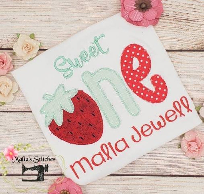 Sweet One Birthday Shirt, Strawberry Birthday Shirt, Girls 1st Birthday Shirt, Girls Strawberry Birthday Outfit, Summer Birthday Shirt image 2