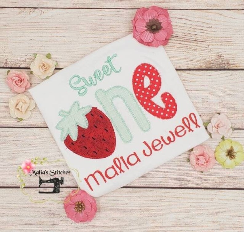 Sweet One Birthday Shirt, Strawberry Birthday Shirt, Girls 1st Birthday Shirt, Girls Strawberry Birthday Outfit, Summer Birthday Shirt image 1