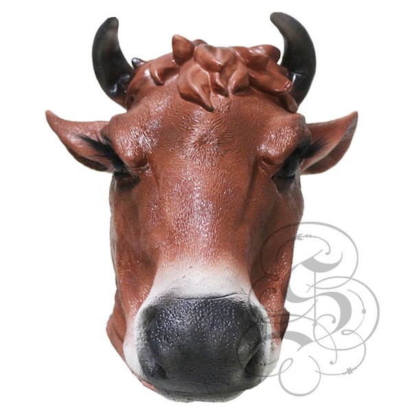 Deluxe Latex Realistic Animal Milk Cow - Brown Mask for Cosplay Halloween Fancy Dress Party Props Carnival