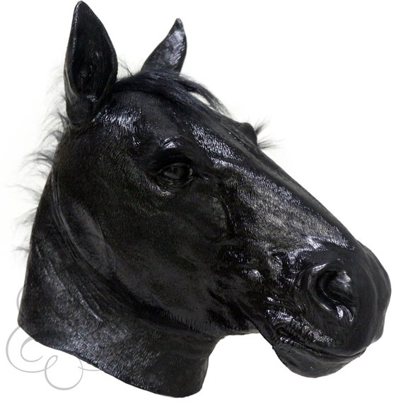 Deluxe Latex Tier Maske Realistische Schwarze Pferd Fur Etsy