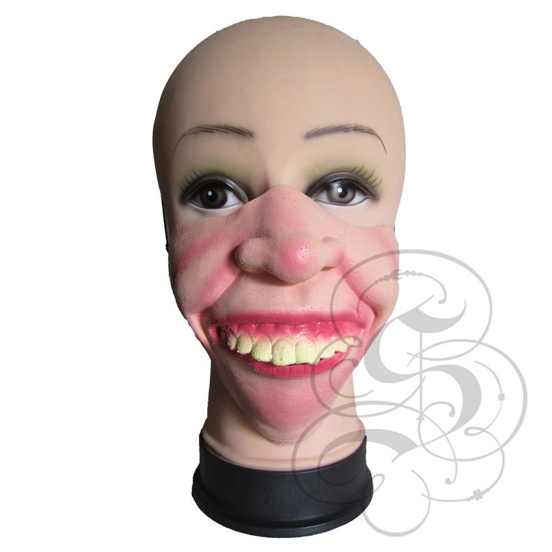 Latex Half Face Goofy Grin Face Mask for Comedy Funny Homour People Stag Hen Fancy Dress Latex image 1