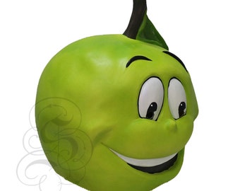 Latex GREEN APPLE Fruit Head Mask for Halloween Cosplay Movie Theme Mascot Halloween Theater Play Fancy Dress Party