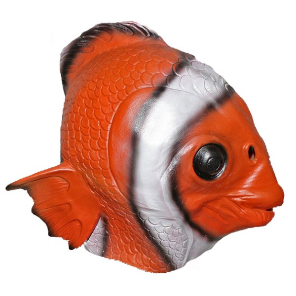 Deluxe Latex Clown Fish Animal Mask with Chest for Halloween Cosplay Movie Theme Party