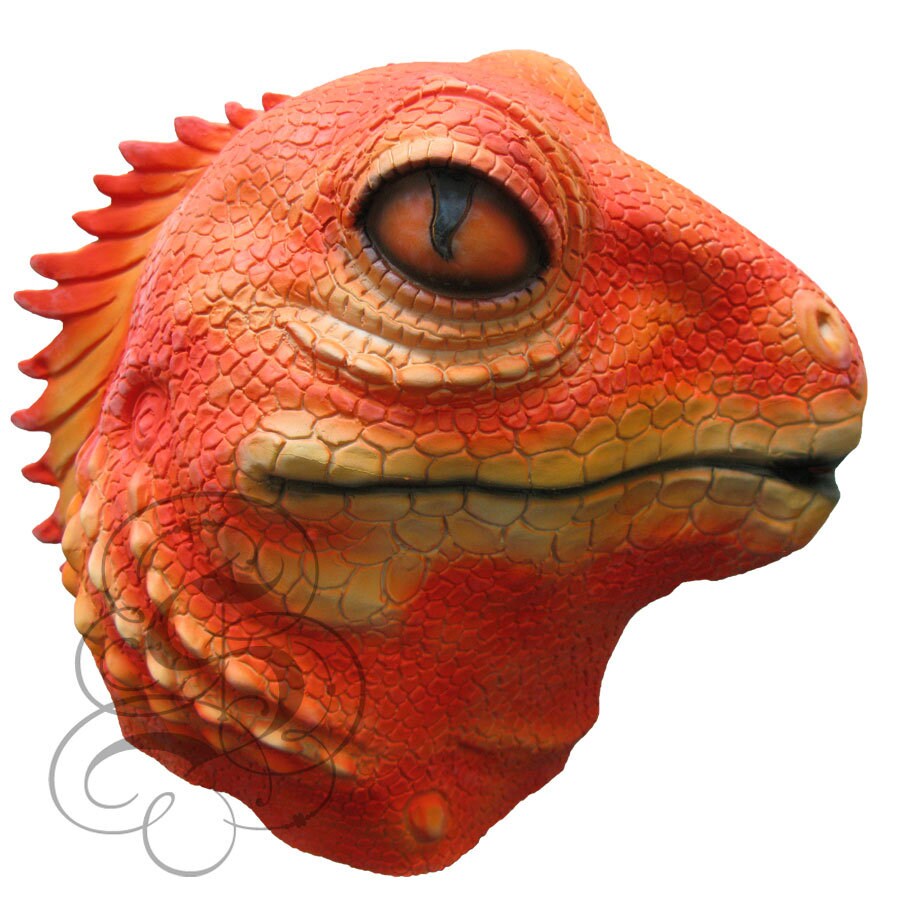 Deluxe Latex Realistic Animal Reptiles Lizard Orange Mask Etsy