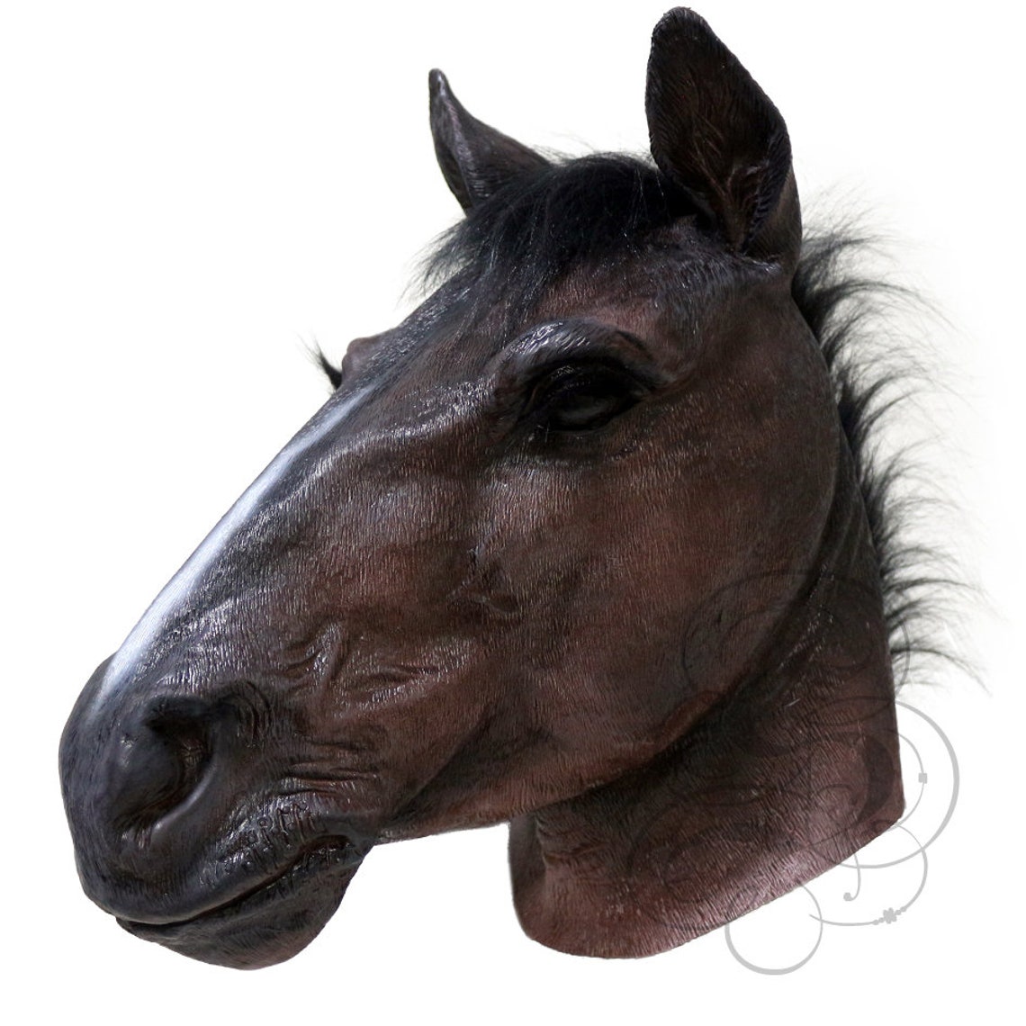 Latex Realistic Deluxe Horse Dark Brown Full Head Prop Etsy