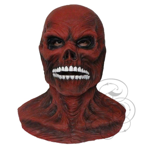 Latex Red Skinless Skull Mask with Chest Piece for Halloween Cosplay Movie Theme Party