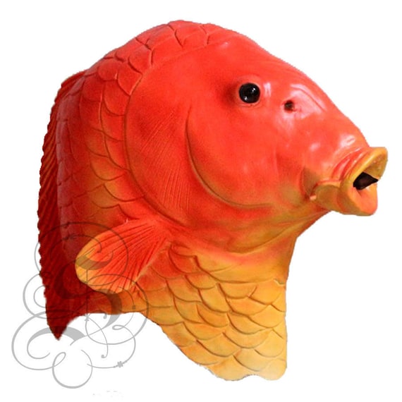 Latex Realistic Gold Fish Full Head Prop Cosplay Animal Head Party Mask 