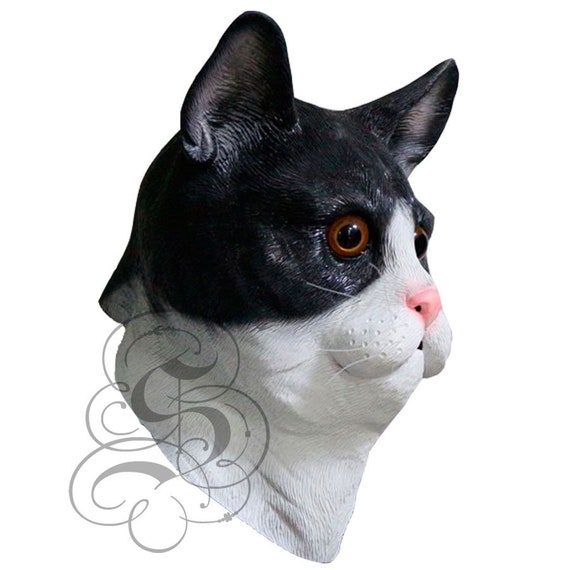 Scary Cat Head Full Face Furry Mask Cosplay Movie Prop Adult Halloween Costume, Men's, Size: One size, Black