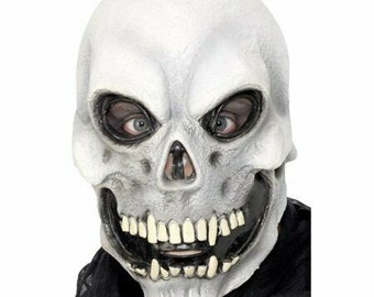 Latex Full Face WHITE SKULL HEAD Mask for Fancy Dress Halloween Cosplay Theme Party