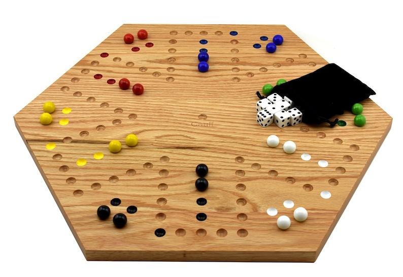 Solid Oak Double Sided Aggravation Marble Board Game with Hand Etsy