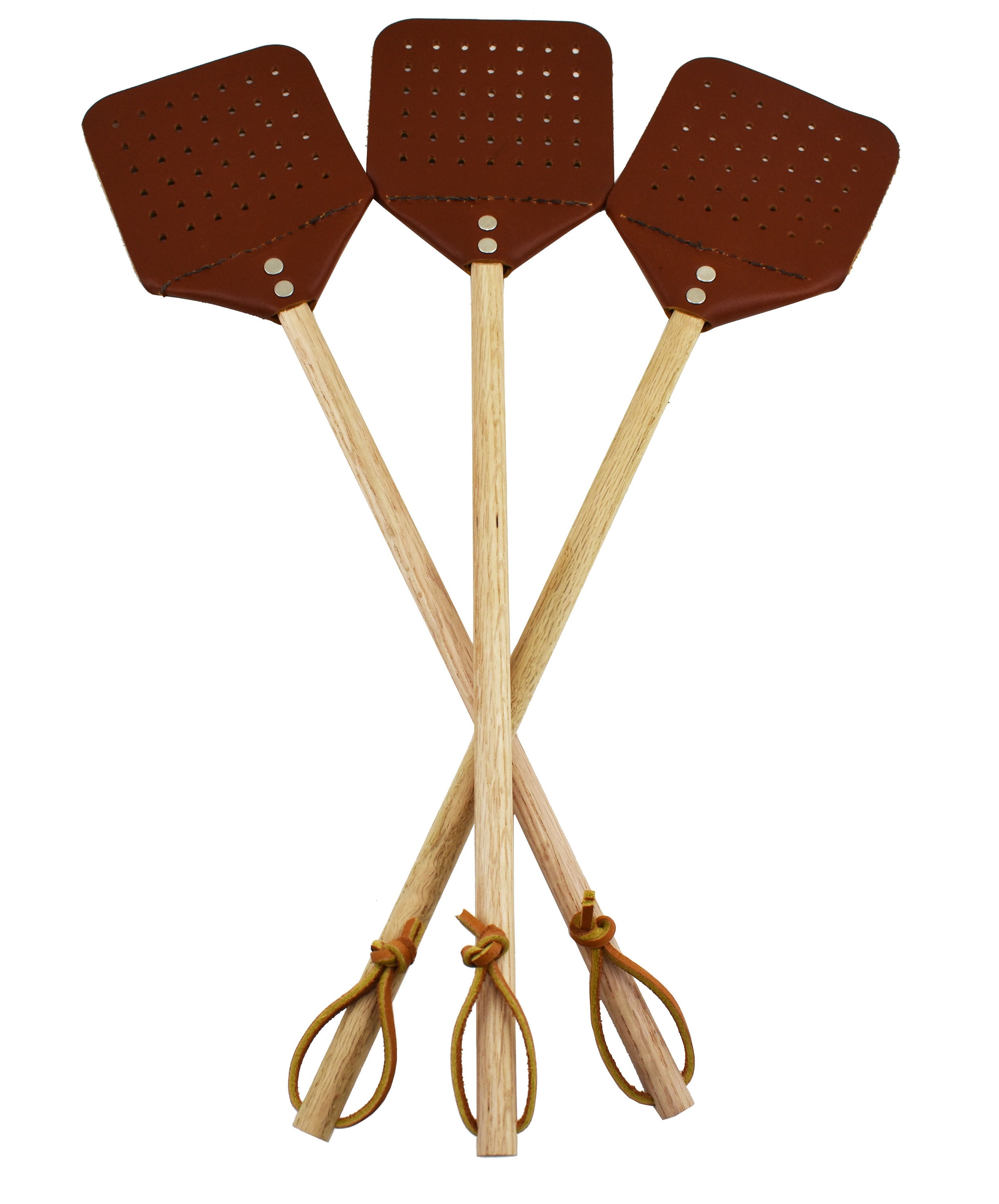 Heavy Duty Leather Fly Swatter with Oak Wooden Handle 20 inch Etsy