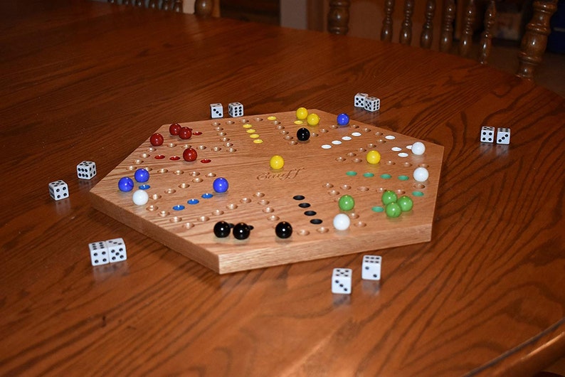 Solid Oak Double Sided Aggravation Marble Board Game with Hand Etsy