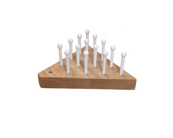 Solid Oak Wooden Peg Game Tricky Triangle, Classic Wooden Brain Teaser Puzzle