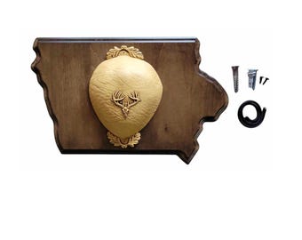 Whitetail Deer Antler Mounting Kit: Solid Wood Plaque, Walnut Finish