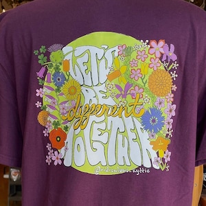 Be Different Together T-Shirt; Celebrate Diversity; 70's flower power; mixed race to be embraced